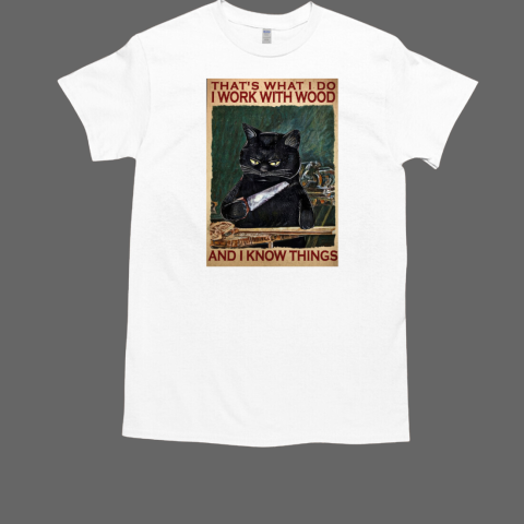 Vintage Carpenter Black Cat That's What I Do I Work With Wood And I Know Things Poster T-Shirt