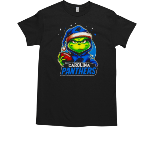 Carolina Panthers Grinch wearing Santa hat Christmas 2024 T-Shirt