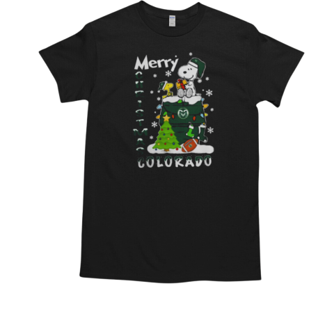 Colorado State Rams Snoopy And Woodstock Merry Christmas T-Shirt