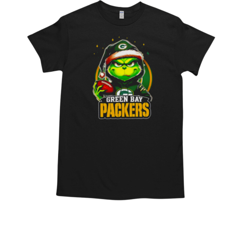 Green Bay Packers Grinch wearing Santa hat Christmas 2024 T-Shirt