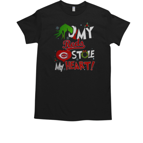 Grinch Hand My Cincinnati Reds Stole My Heart Christmas 2024 T-Shirt