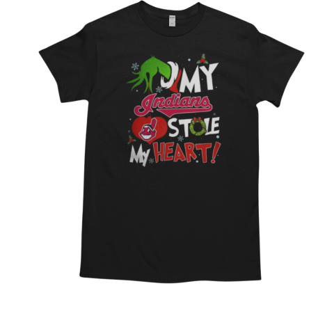 Grinch Hand My Cleveland Guardians Stole My Heart Christmas 2024 T-Shirt