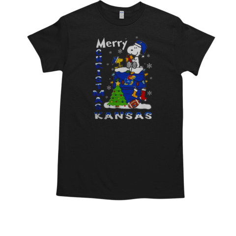 Kansas Jayhawks Snoopy And Woodstock Merry Christmas T-Shirt