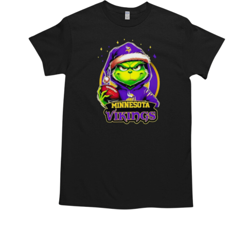 Minnesota Vikings Grinch wearing Santa hat Christmas 2024 T-Shirt