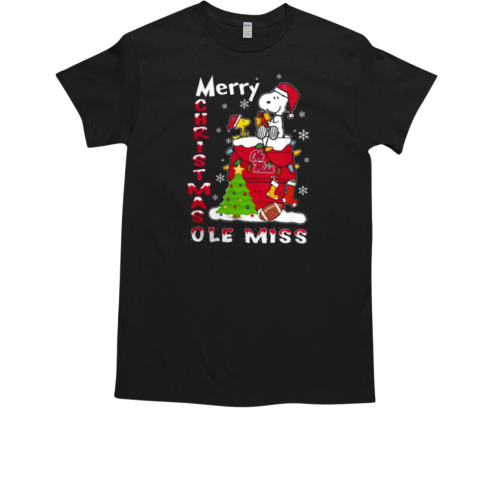 Ole Miss Rebels Snoopy And Woodstock Merry Christmas T-Shirt