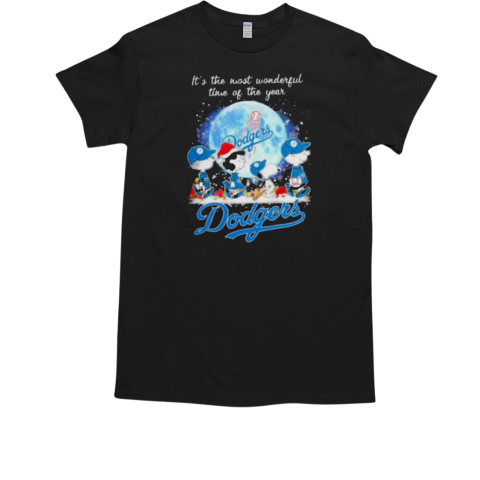 Los Angeles Dodgers x Snoopy It's The Most Wonderful Time Of The Year Christmas T-Shirt