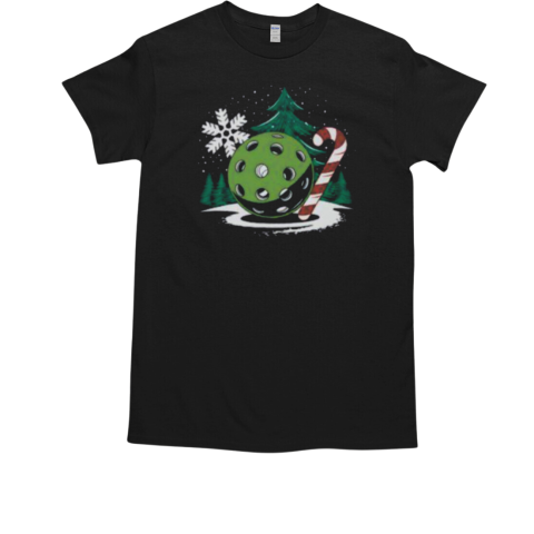 Snowy Pickleball Christmas Tree Festive Winter Snowflake T-Shirt