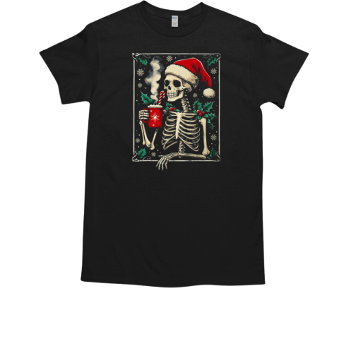 Christmas Skeleton Hot Cocoa Scary Spooky Xmas Holiday T-Shirt