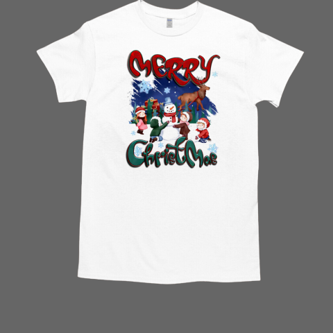 Merry Christmas Children make snowmen vintage 2024 T-Shirt