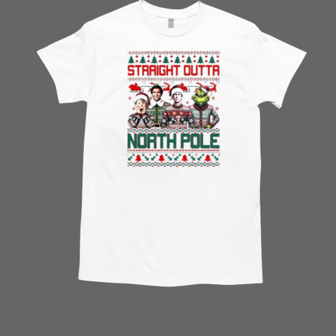 Movie Characters Straight Outta North Pole Ugly Christmas 2024 T-Shirt