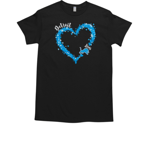 Detroit Lions fan big heart with the team logo T-Shirt