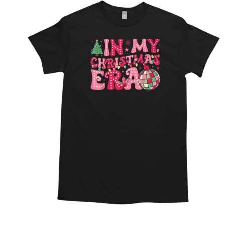 Groovy Pink In My Christmas Era Merry And Bright Women Kids T-Shirt