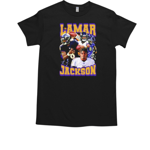 Lamar Jackson Baltimore Ravens vintage player collage T-Shirt