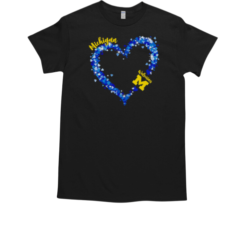 Michigan Wolverines pride with this vibrant hearts T-Shirt