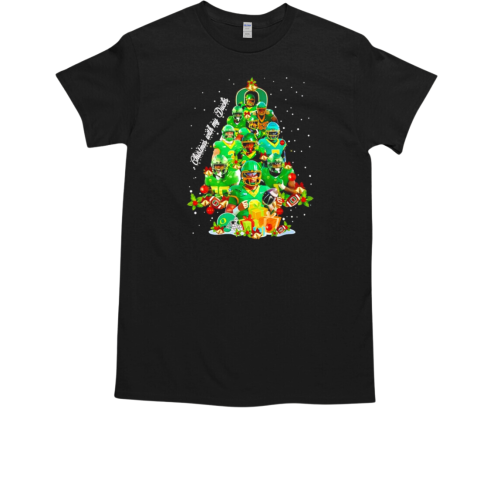 Oregon Ducks Christmas With My Ducks Christmas Tree Signatures T-Shirt