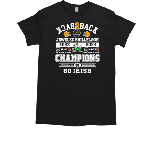 Back 2 Back Jeweled Shillelagh 2023 2024 Champions Notre Dame Fighting Irish T-Shirt