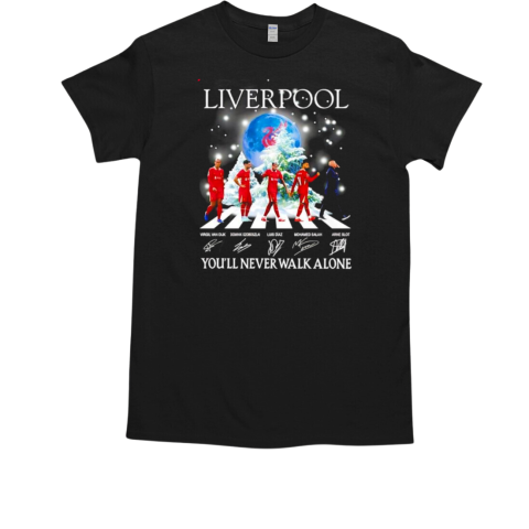 Liverpool Abbey Road Merry Christmas you'll never walk alone signatures T-Shirt