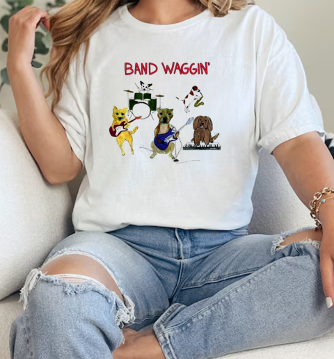 Dog band waggin art  Classic Womens T-shirt