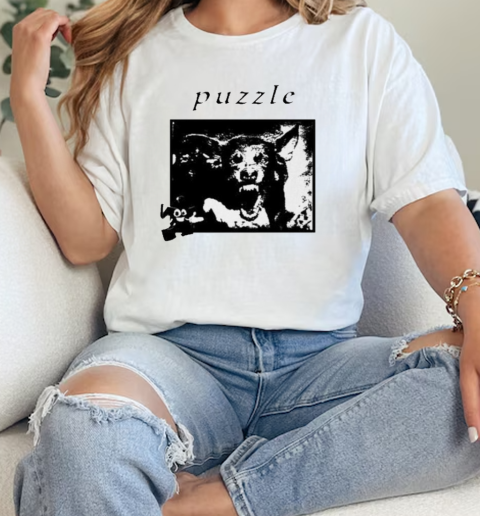 Hello Puzzle Dog Pink  Classic Womens T-shirt