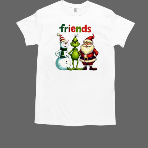 Merry Christmas Friends Snowman Grinch Santa 2024 T-Shirt