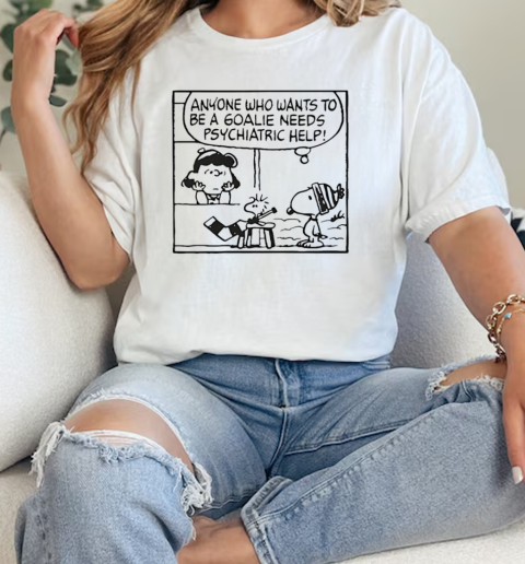 Peanuts x USA Hockey Woodstock goalie needs psychiatric help  Classic Womens T-shirt