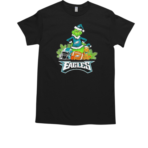 Santa Grinch and Dog Max Philadelphia Eagles Merry Christmas T-Shirt