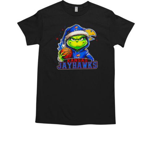 Grinch Christmas Kansas Jayhawks Santa hat T-Shirt