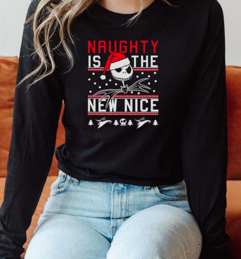 Jack Skellington Naughty Is The New Nice Christmas Long Sleeved T-shirt 