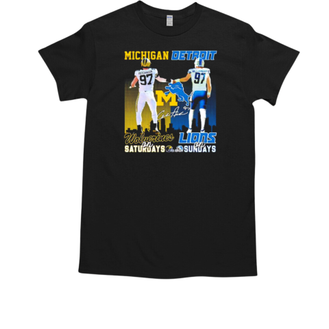 Hutchinson Michigan Wolverines on Saturdays Detroit Lions on Sundays T-Shirt