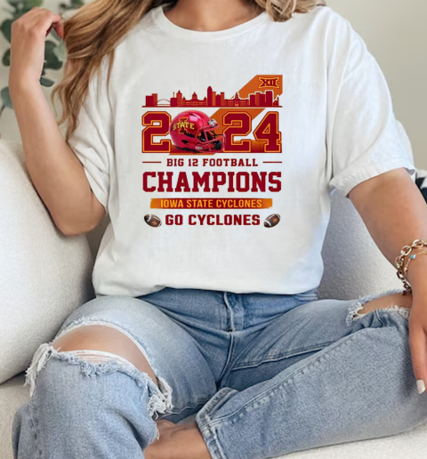 Iowa State Cyclones Big 12 Champions Go Cyclones 2024 Skyline  Classic Womens T-shirt