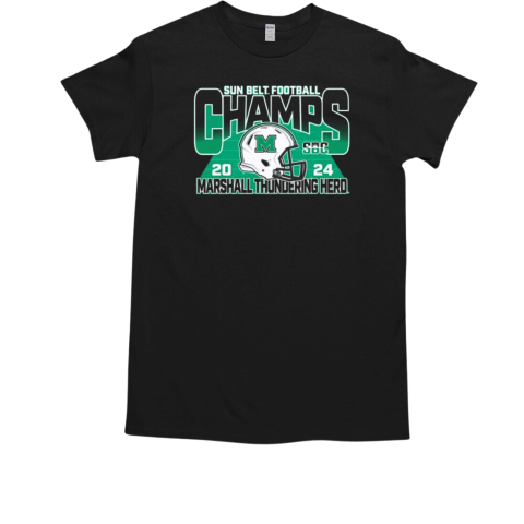 Marshall Thundering Herd Blue 84 Unisex 2024 Sun Belt Football Conference Champions T-Shirt