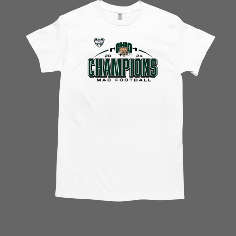 Ohio Bobcats White 2024 MAC Football Champions Short T-Shirt