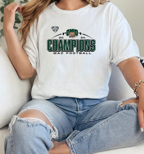 Ohio Bobcats White 2024 MAC Football Champions Short  Classic Womens T-shirt