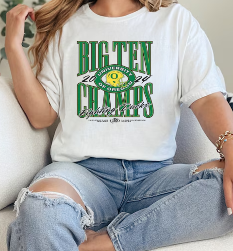 Oregon Ducks Homefield 2024 Big Ten Football Conference Champions Helmet  Classic Womens T-shirt