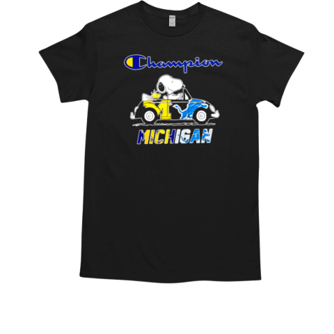 Snoopy drive Michigan Wolverines and Detroit Lions Champion T-Shirt