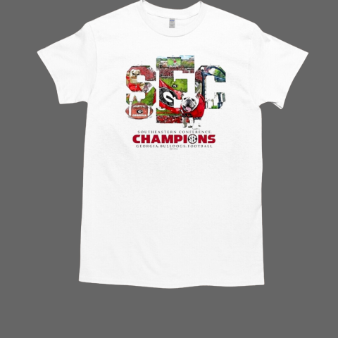 White Georgia Bulldogs 2024 SEC Football Conference Champions Score T-Shirt