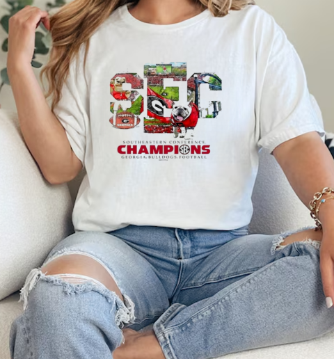 White Georgia Bulldogs 2024 SEC Football Conference Champions Score  Classic Womens T-shirt