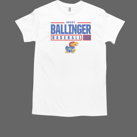 Brady Ballinger Rally Kansas Jayhawks Youth Grey NIL Stacked T-Shirt