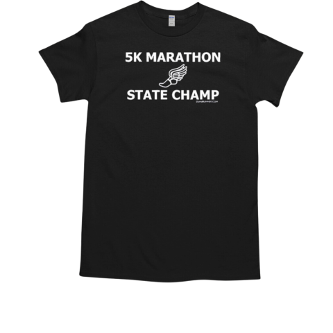 Kofuzi Wearing 5K Marathon State Champ T-Shirt