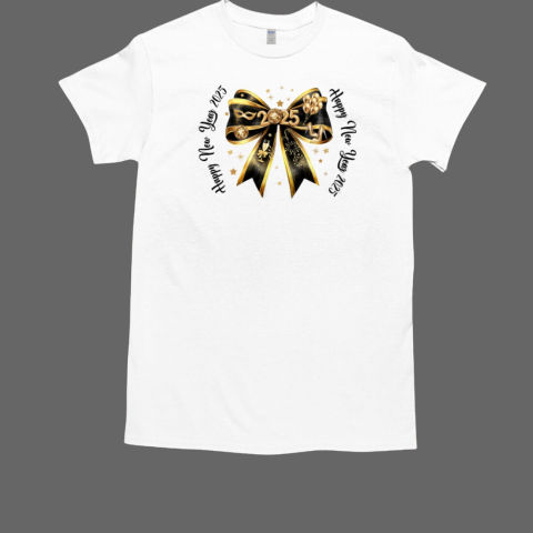 New Year 2025 Coquette Bow New Years Disco Ball Gold T-Shirt