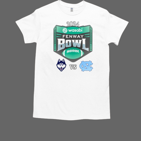 UConn Huskies vs. North Carolina Tar Heels 2024 Wasabi Fenway Bowl Matchup T-Shirt