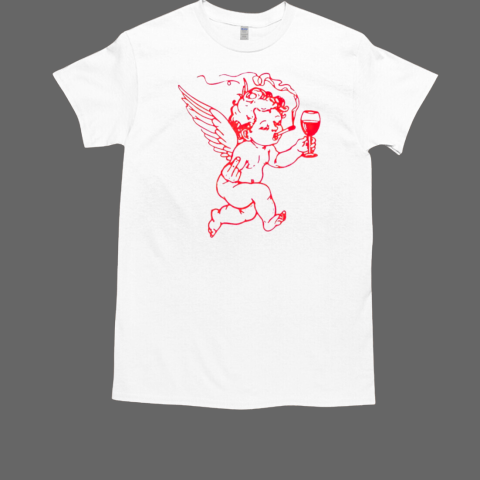 Cupid don't care middle finger smoking drink wine Valentine's day T-Shirt