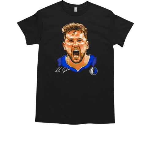 Luka Doncic Dallas Mavericks portrait signature T-Shirt