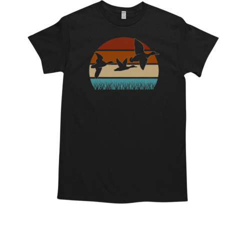 Mens Duck Hunting Retro Sunset Gift For Hunter T-Shirt