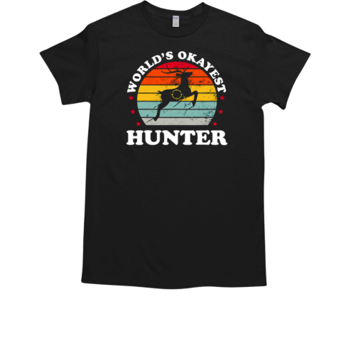 World's Okayest Hunter Deer Bow Hunting Funny Dad Mens T-Shirt