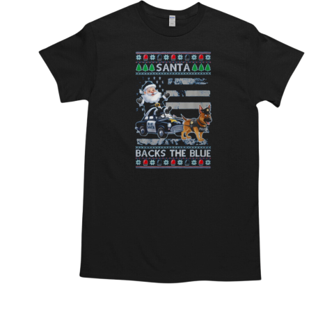 Santa back the blue dog christmas T-Shirt