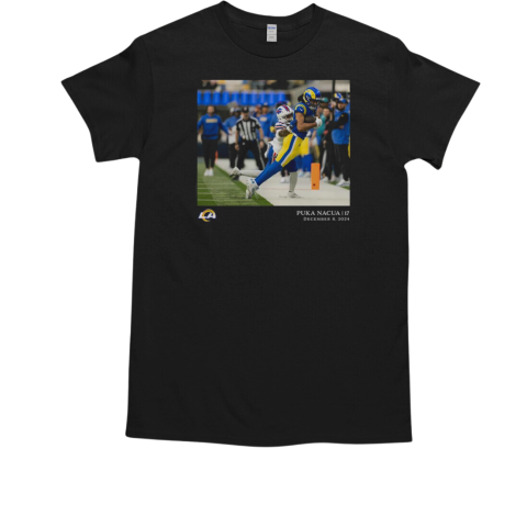 Men's Los Angeles Rams Puka Nacua Black NFL Flash Features Week 14 T-Shirt