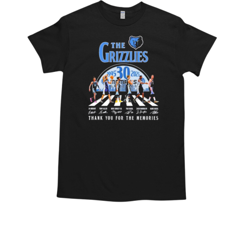 The Memphis Grizzlies Abbey Road 30th anniversary 1995 2025 thank you for the memories signatures T-Shirt