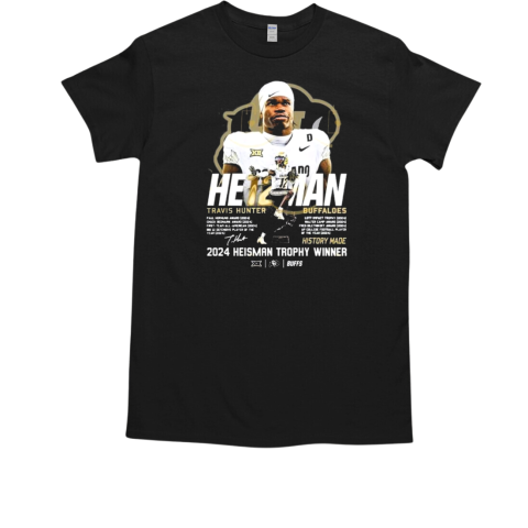 Travis Hunter Colorado Buffaloes 2024 Heisman Trophy Winner Signature T-Shirt