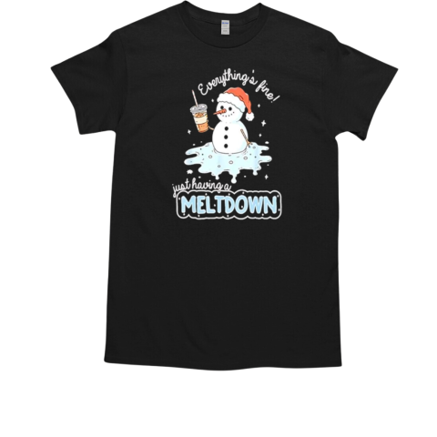 Christmas Santa Hat Snowman everythings fine just having a meltdown T-Shirt